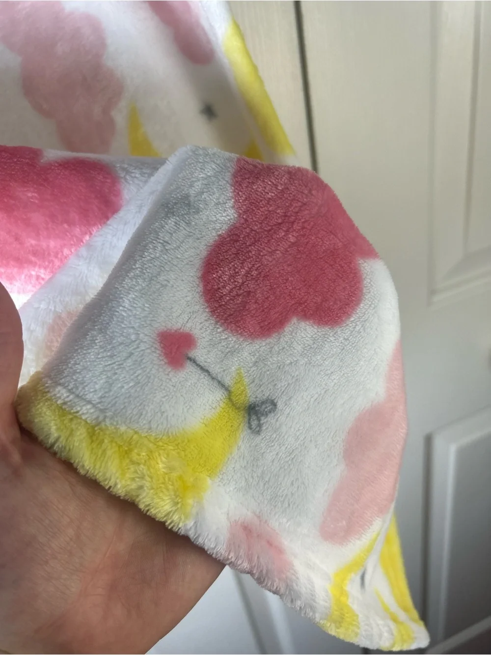 Baby Elements Moon Clouds Blanket Pink White Yellow Gray Stars Hearts Plush